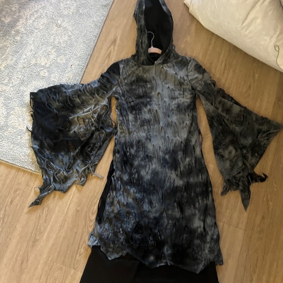 Halloween dress up tattered grim reaper zombie hooded costume - Picture 5 of 6